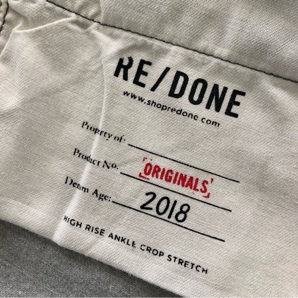 RE/DONE High Rise Ankle Crop Stretch Fray Hem Grey Camo Jeans 25 - Picture 5 of 12